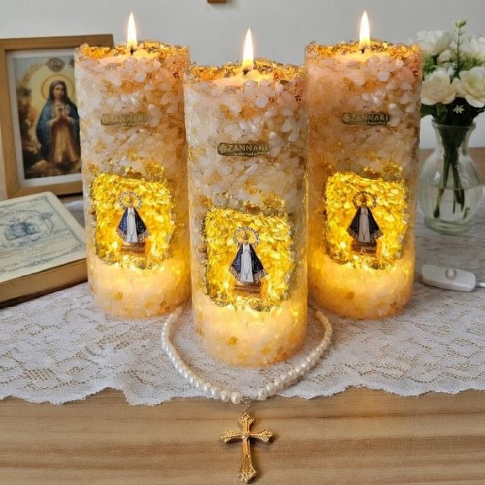 Detalhe do LED interno dourado